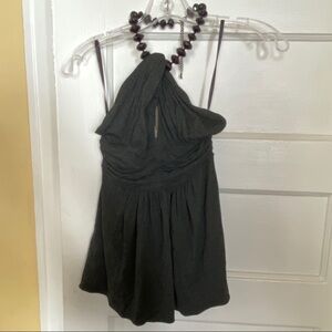 Jovani Tank Top in Grey with Pearl Neckline